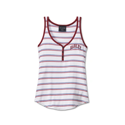 Harley-Davidson Womens Star Spangled Banner Henley Tank - YD Stripe/Winery