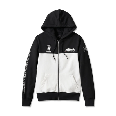 Harley-Davidson Womens Screamin Eagle Zip Front Colorblock Hoodie - White/Black