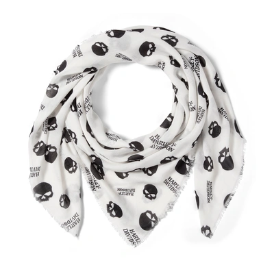 Harley-Davidson Womens Willie G Skull Shawl - Print - Cloud Dancer &amp; Harley Black