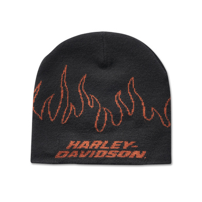 Flames Knit Beanie - Black Beauty