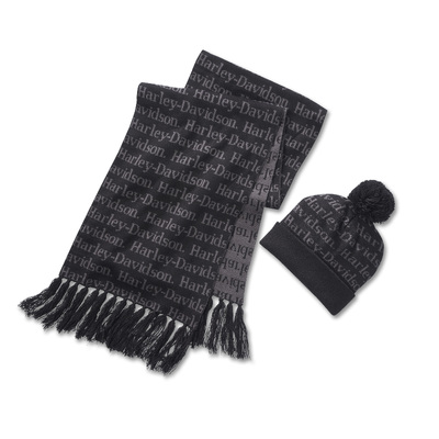 Harley-Davidson Womens Beanie and Scarf Gift Set - Harley Black