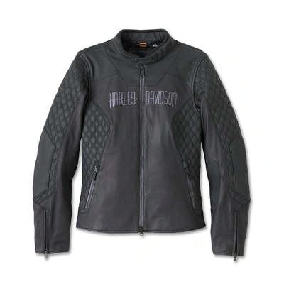 Harley-Davidson Womens Willie G Skull Graphic Leather Riding Jacket - Black