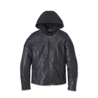 Womens Miss Enthusiast 2.0 Leather 3-in-1 Jacket - Black