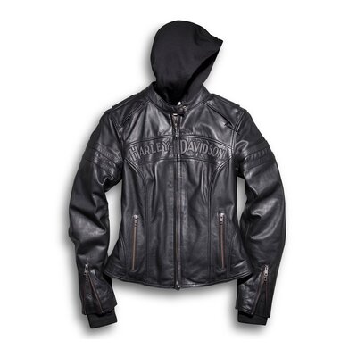 Womens Miss Enthusiast 3-in-1 Leather Jacket - Black