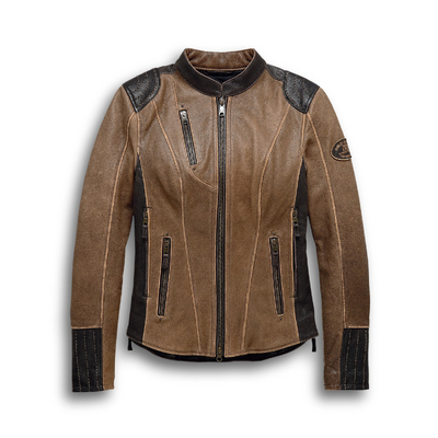 Womens H-D Triple Vent System Gallun Leather Jacket - Brown