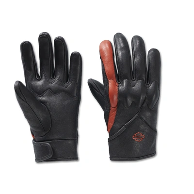 Harley-Davidson Womens Tonkin Leather Gloves - Black Beauty/Vintage Orange