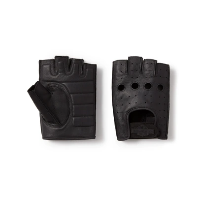 Harley-Davidson Mens Fingerless Leather Riding Gloves - Black