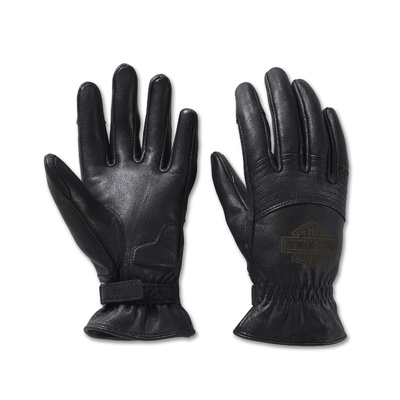 Harley-Davidson Women&#39;s Helm Leather Work Gloves - Black