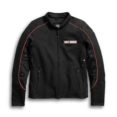 Harley-Davidson Mens Manitowoc Stretch Riding Jacket - Black/Orange