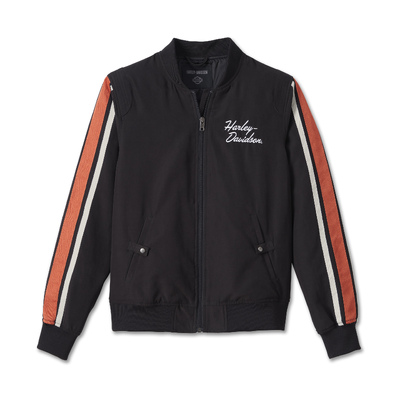 Womens Iconic Seeve Stripe Bomber Jacket - Black Beauty