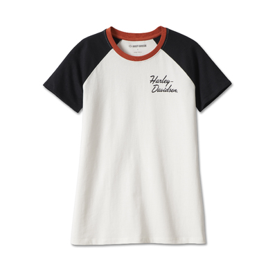 Womens Essential Raglan Ringer Tee - Colorblocked/Cloud Dancer