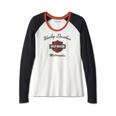Womens First-Class Long Sleeve Raglan Tee - Colorblocked/Cloud Dancer