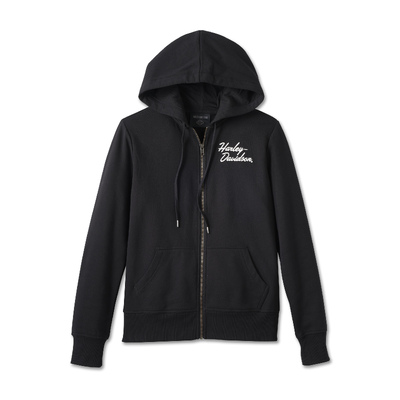 Womens Special Bar &amp; Shield Zip Front Hoodie - Black Beauty