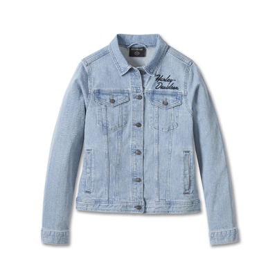 Harley-Davidson Silver Wing Womens Stretch Denim Jacket - Light Indigo