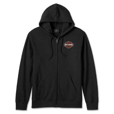 Harley-Davidson Mens Bar &amp; Shield Logo Zip-Up Hoodie - Harley Black