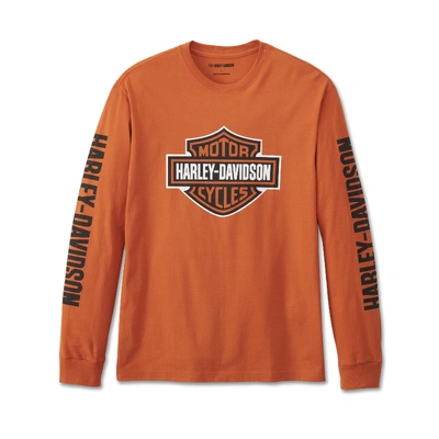 Harley-Davidson Mens Bar &amp; Shield Long Sleeve Tee - Vintage Orange