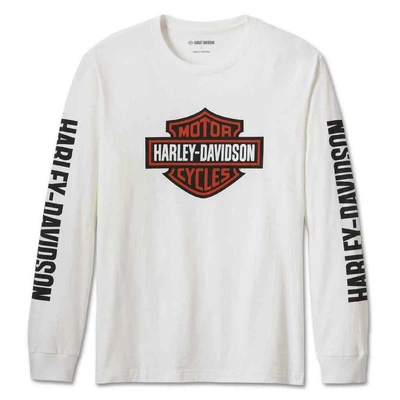 Harley-Davidson Mens Bar &amp; Shield Long Sleeve Shirt - White