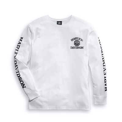 Harley-Davidson Mens Skull Long Sleeve Tee - White