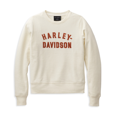 Harley-Davidson Essence Applique Womens Crewneck Pullover - Cloud Dancer