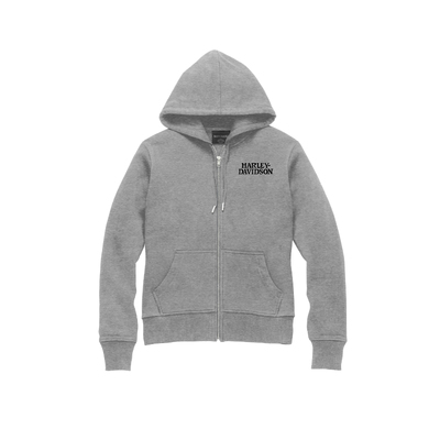 Womens Special Skull Zip Front Hoodie - Heather Grey