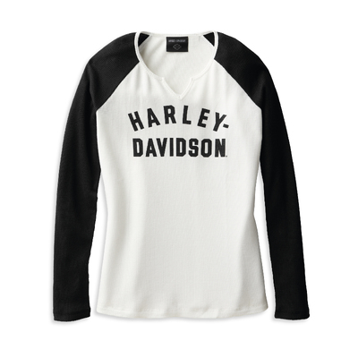 Womens Hallmark Thermal Knit Top - Colorblocked/Cloud Dancer
