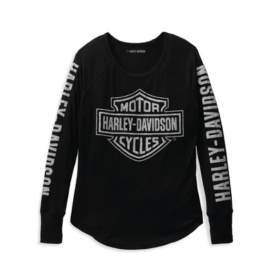 Harley-Davidson Women&#39;s Authentic Bar &amp; Shield Rib-Knit Top - Black Beauty 2