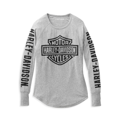 Harley-Davidson Women&#39;s Authentic Bar &amp; Shield Rib-Knit Top - Light Grey Heather
