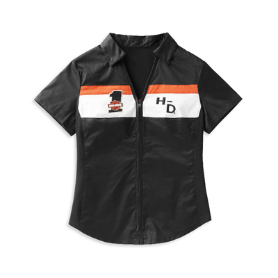 Harley-Davidson Women&#39;s Crew Stripe Zip Front Shirt