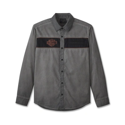 Harley-Davidson Mens Iron Bond Long Sleeve Shirt - Colorblocked - Blackened Pearl