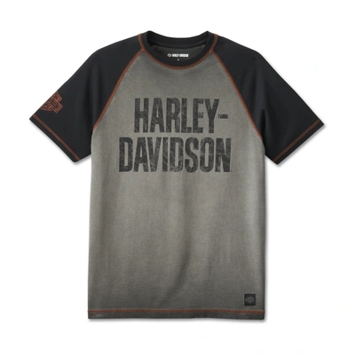 Harley-Davidson Mens Iron Bar Raglan Tee - Colorblocked - Harley Black