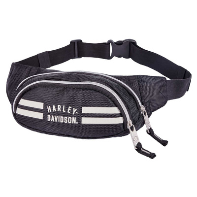 Harley-Davidson Striped Zippered Adjustable Hip Pack - Black/Off-White