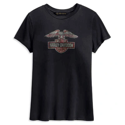 Harley-Davidson Womens Distressed Eagle Logo Tee - Black