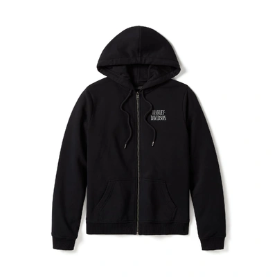 Harley-Davidson Womens Willie G Skull Full Zip Fleece Hoodie - Harley Black