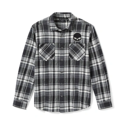 Harley-Davidson Willie G Skull Plaid Long Sleeve Shirt - Harley Black/Ghost Grey