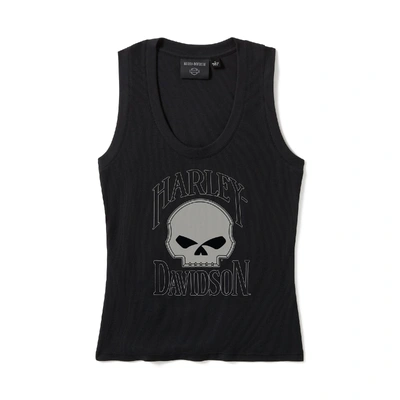 Harley-Davidson Womens Willie G Skull Ribbed Tank - Harley Black/Ghost Grey