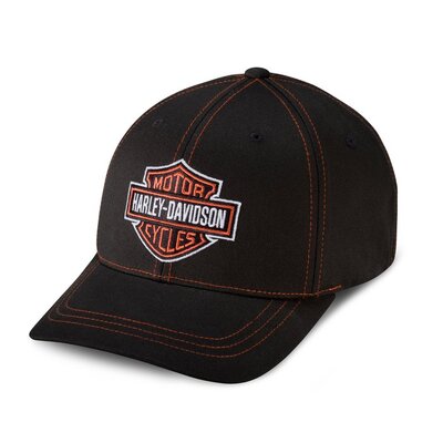Mens  Contrast Stitch Logo Stretch Cap - Black