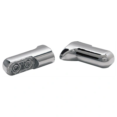 Rear Turn Signals with Power Amber LED - Chrome. Fits Softail 2000up, Dyna 2000-2017 &amp; Sportster 2000-2021