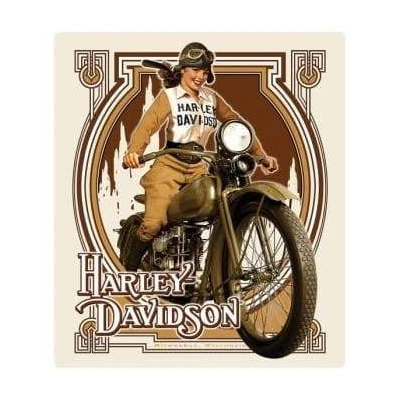 Harley Davidson Nouveau Babe Embossed Tin Sign