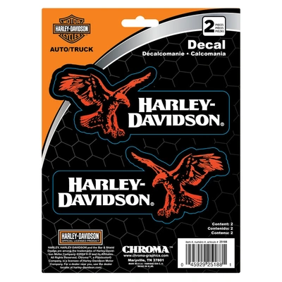 Harley-Davidson 2-Piece Right/Left Eagle With H-D Text Decal - Black - 6 x 8 in