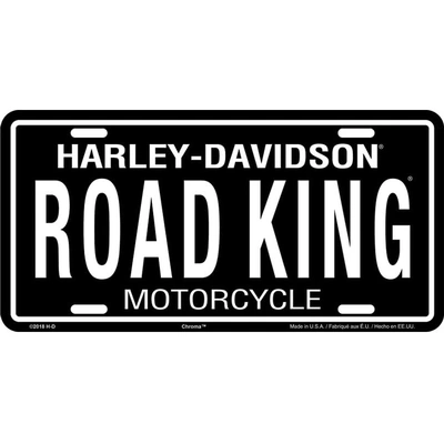 Harley-Davidson Road King Metal Stamped License Plate - Black/White