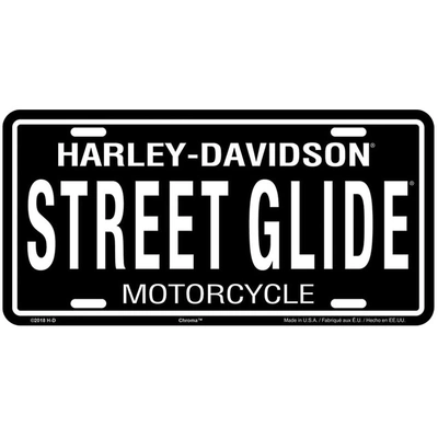 Harley-Davidson Street Glide License Plate Tag - Black/White