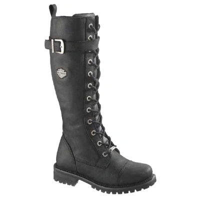 Harley-Davidson Womens Savannah 14-Inch Leather Motorcycle Boots - Black