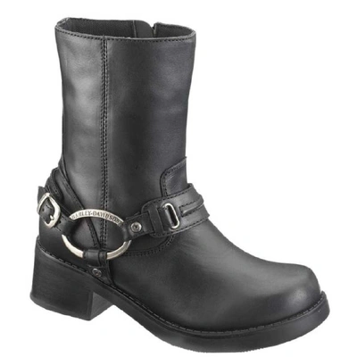 Harley-Davidson Womens Christa 8-Inch Harness Boots - 2-Inch Heel - Black