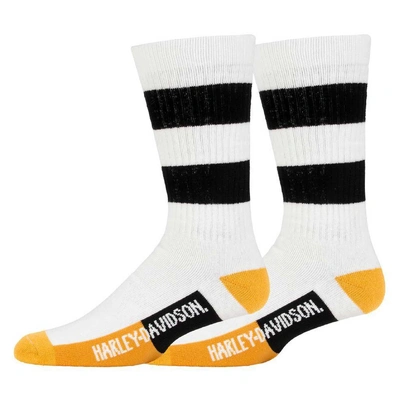 Harley-Davidson Womens 2-Pack Performance Rugby Stripe Crew Riding Socks - White