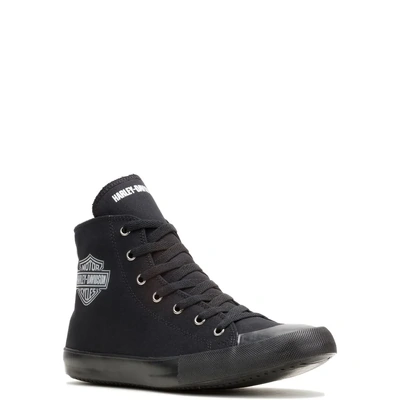 Harley-Davidson Mens Nathan Chrome High-Top Canvas Sneakers - Black