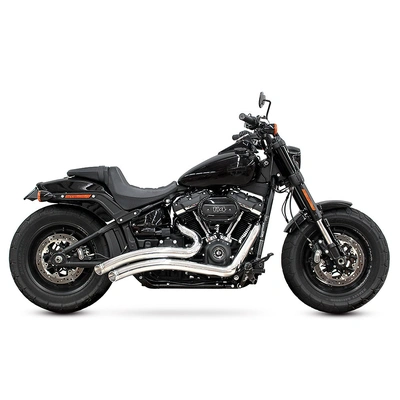 Sharp Curve Radius Exhaust - Chrome with Chrome End Caps. Fits Softail 2018up