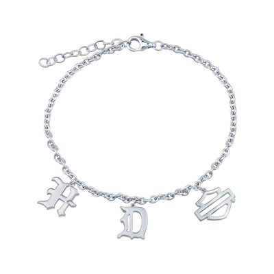 Harley-Davidson Sterling Silver Old English B&amp;S Chain Bracelet