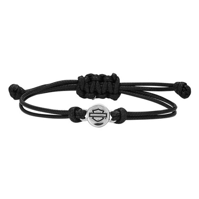 Harley-Davidson® Women&#39;s Bar &amp; Shield Outline Circle Wax Cord Bracelet
