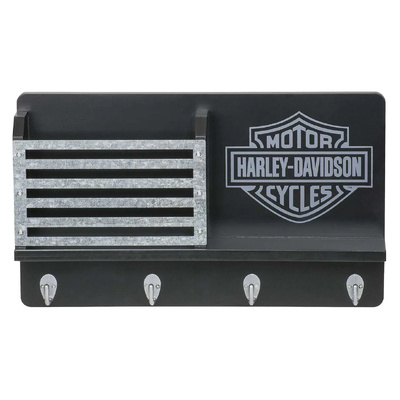 Harley-Davidson Bar &amp; Shield 4 Hook Key Rack - Black