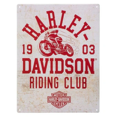 Harley-Davidson Embossed Riding Club Bar &amp; Shield Logo Tin Sign - 12 x 15.75 inch